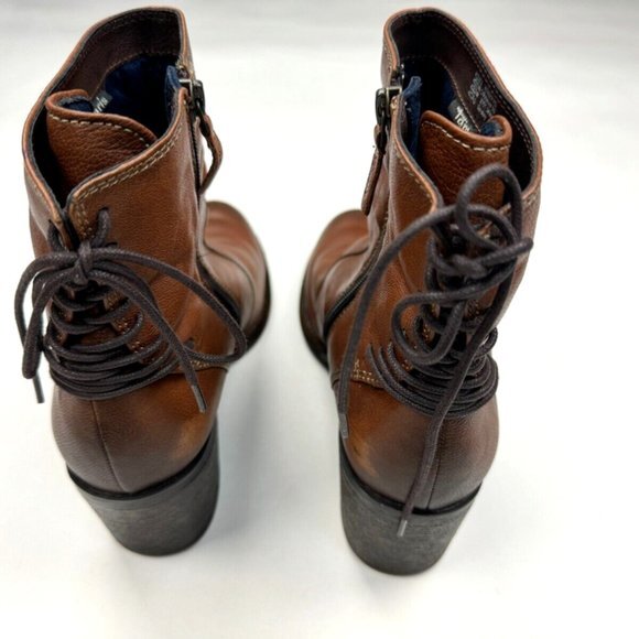 Tamaris Germany Soft Leather Boots Women 41 US 9.5Zip Closure Heel Booties Brown - Picture 6 of 11